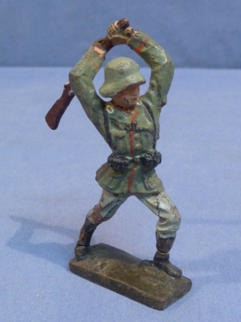 Original Nazi Era German Toy Soldier Attacking with Rifle, LINEOL