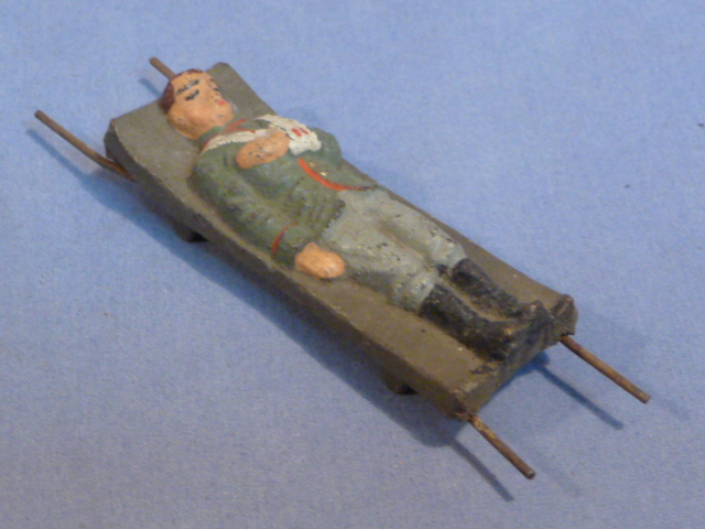Original Nazi Era German Wounded Toy Soldier on Stretcher, LINEOL