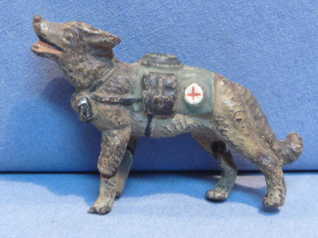 RARE! Original Nazi Era German Toy Soldier Red Cross Rescue Dog
