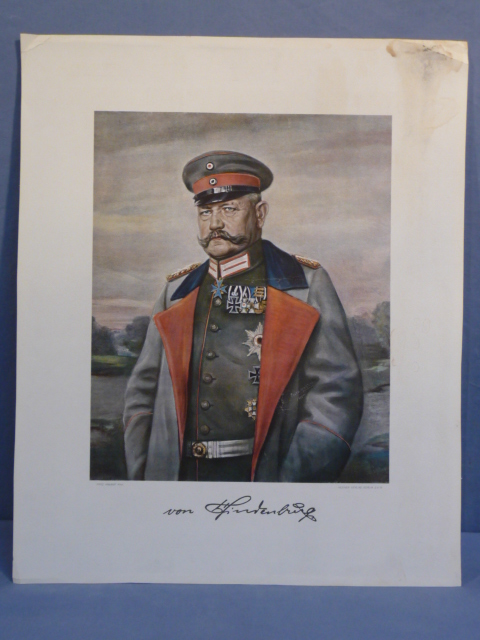 Original WWI German Print of a LARGE Painting, General Paul von Hindenburg