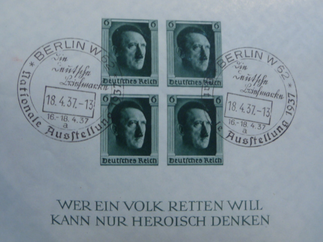 Original 1937 German Special Set of HITLER Stamps w/Commemorative Cancelations