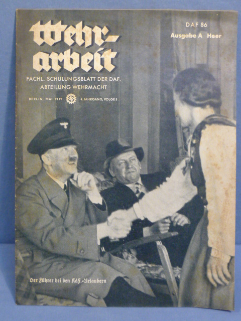 Original Pre-WWII German DAF Magazine, Wehr-arbeit HITLER!