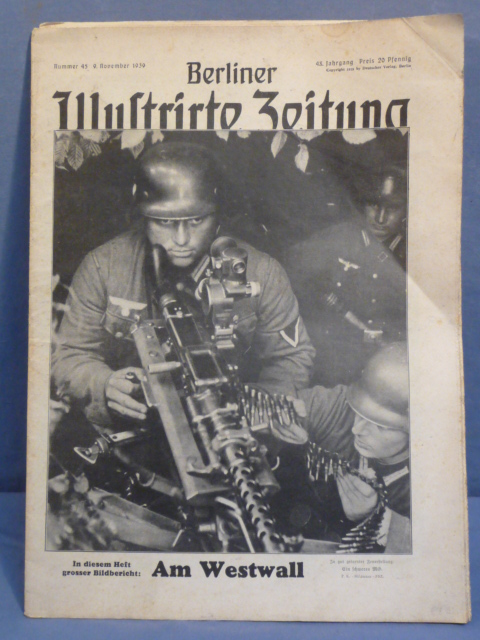 Original WWII German Magazine, Berliner Illustrierte Zeitung HEAVY MG34