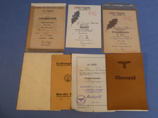 Original WWII German Mostly Sports Activity Related Documents Set, Herrmann Family