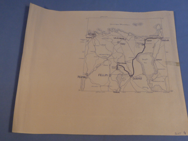 Original WWII German Unit March Rout Map, NARWA!