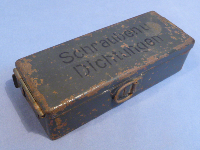 Original WWII German Metal Box for Screws and Seals, Schrauben und Dichtungen