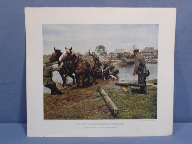 Original WWII German Military Themed Color Print, Supplies for the Grenadier Company