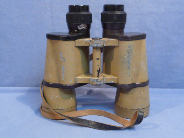 RARE! Original WWII German Tan Colored 10x50 Service Binoculars, beh Maker Marked