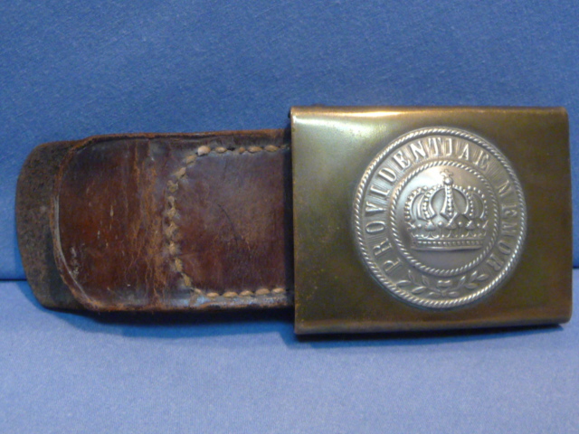Original WWI Saxon M1895 EM/NCO's Belt Buckle w/Leather Tab, Regiment Marked!