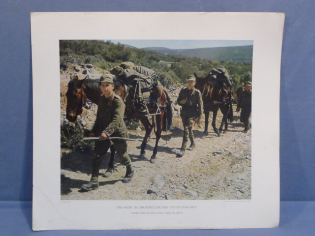 Original WWII German Military Themed Color Print, GEBIRGSJGER