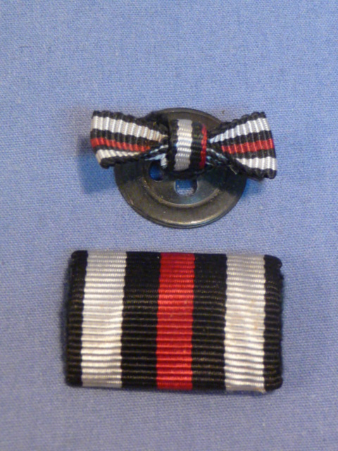 Original WWII German Ribbon Bar & Button Hole Ribbon Set, Noncombatant's Honor Cross