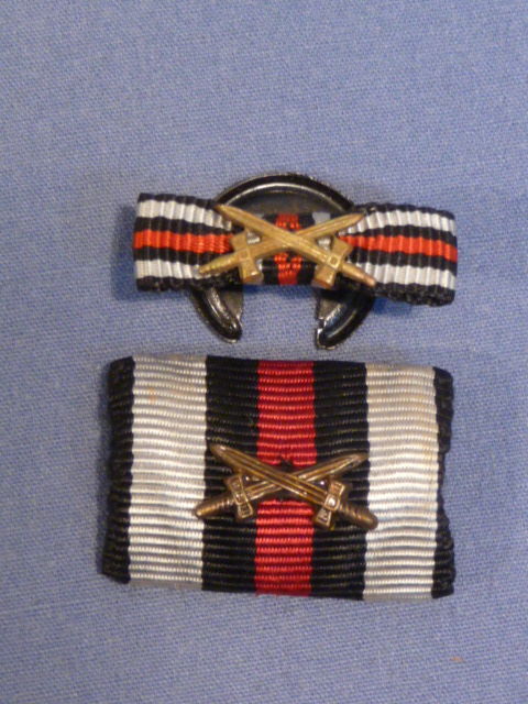 Original WWII German Ribbon Bar & Button Hole Ribbon Set, Combatant's Honor Cross 1914-1918