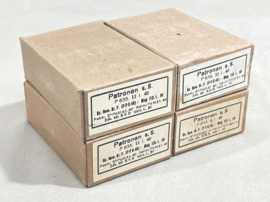Original WWII German Cardboard 8mm Ammunition Boxes, Set of 4