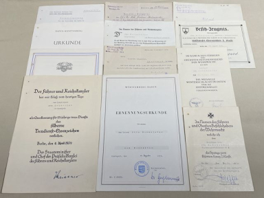 Original WWII German Document Grouping to Hauptmann, Spange to the Iron Cross