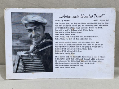 Original WWII German Military Song Postcard, Antje, My Blond Child