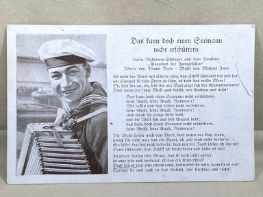 Original WWII German Military Song Postcard, Das kann doch einen Seemann nicht erschttern