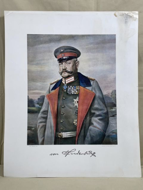 Original WWI German Print of a LARGE Painting, General Paul von Hindenburg