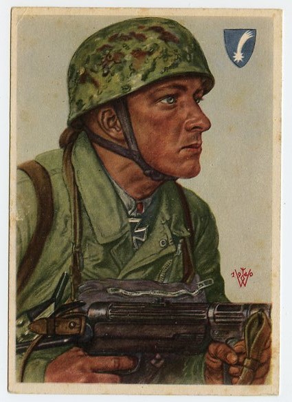 Original WWII German Personality Postcard, Fallschirmjger Feldwebel Arpke
