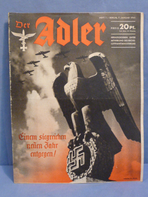 Original WWII German Luftwaffe Magazine Der Adler, January 1941