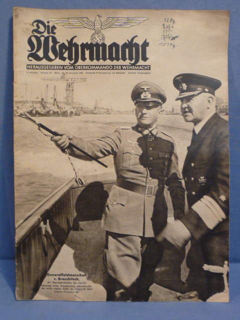 Original WWII German Die Wehrmacht Magazine, November 1940
