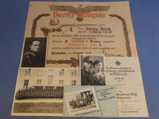 Original WWII German Infantry Soldiers Grouping, Awards and Photographs