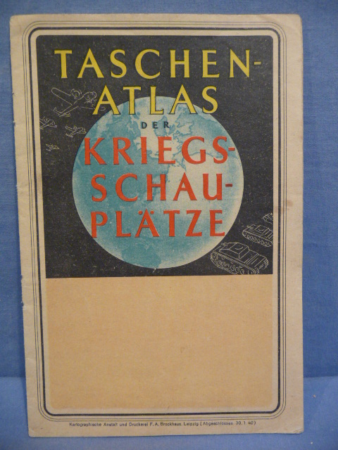 Original WWII German Pocket Atlas of War Maps Book, TASCHEN ATLAS DER KRIEGSSCHAUPL�TZE
