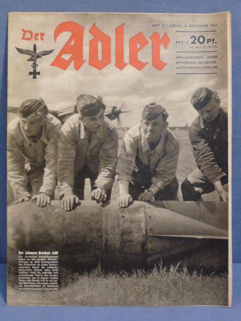 Original WWII German Luftwaffe Magazine Der Adler, September 1943