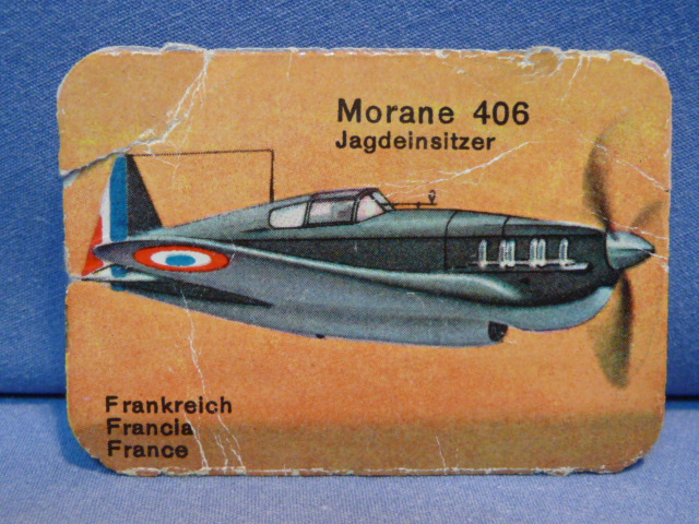 Original Nazi Era German Collector's Card, French Morane 406 Fighter Airplane