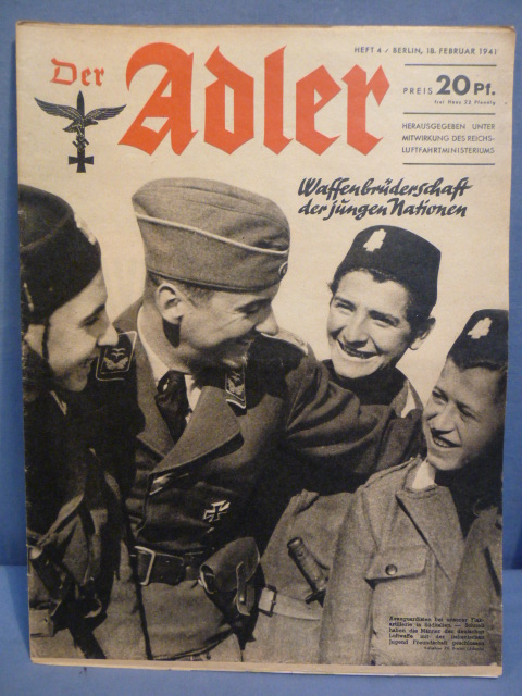 Original WWII German Luftwaffe Magazine Der Adler, February 1941