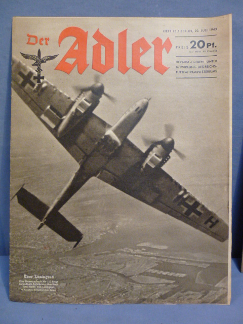 Original WWII German Luftwaffe Magazine Der Adler, July 1943