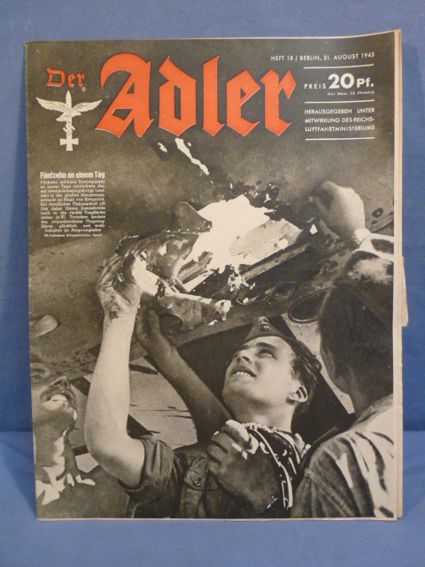 Original WWII German Luftwaffe Magazine Der Adler, August 1943 Fallschirmjger!