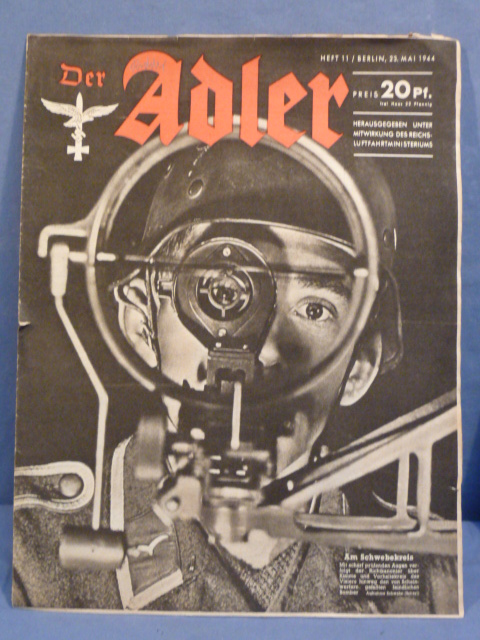 Original WWII German Luftwaffe Magazine Der Adler, May 1944