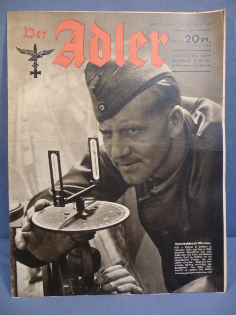 Original WWII German Luftwaffe Magazine Der Adler, October 1943