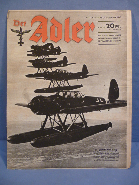 Original WWII German Luftwaffe Magazine Der Adler, December 1943