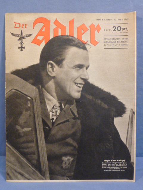 Original WWII German Luftwaffe Magazine Der Adler, April 1943