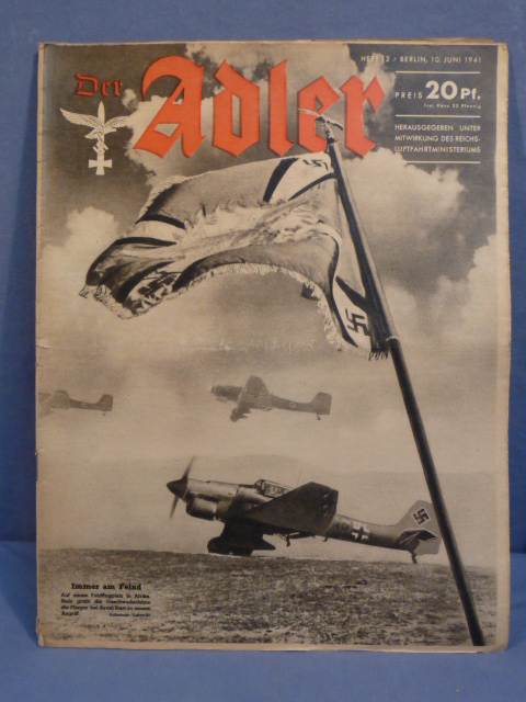 Original WWII German Luftwaffe Magazine Der Adler, June 1941