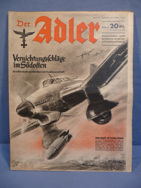 Original WWII German Luftwaffe Magazine Der Adler, April 1941