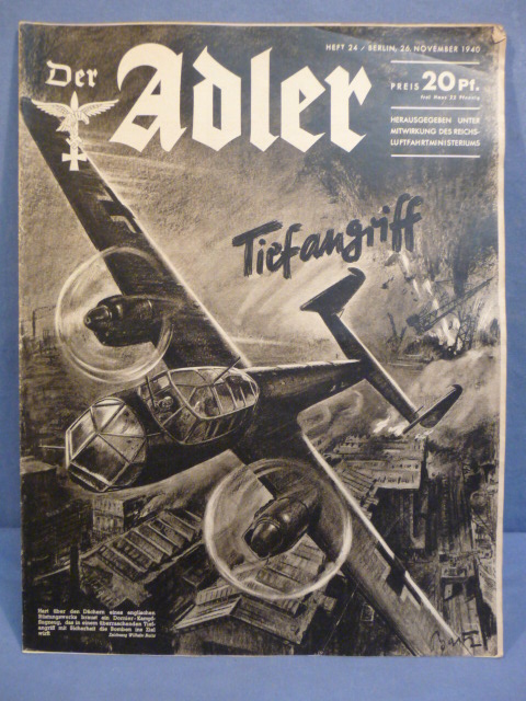 Original WWII German Luftwaffe Magazine Der Adler, November 1940