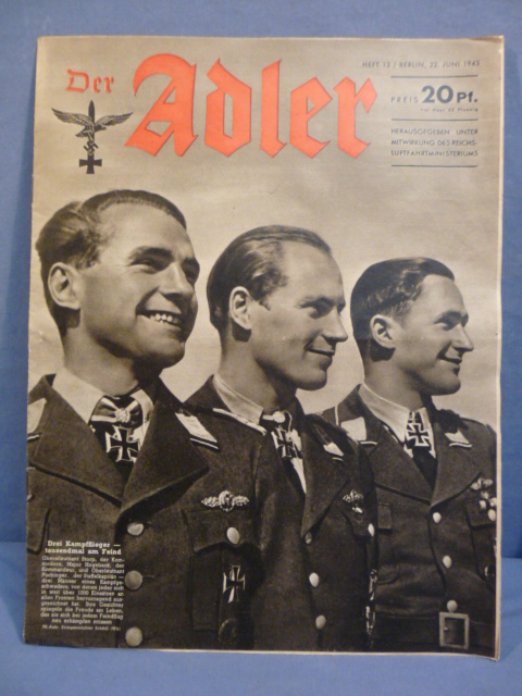 Original WWII German Luftwaffe Magazine Der Adler, June 1943