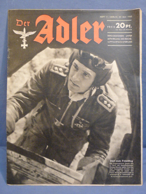 Original WWII German Luftwaffe Magazine Der Adler, May 1943