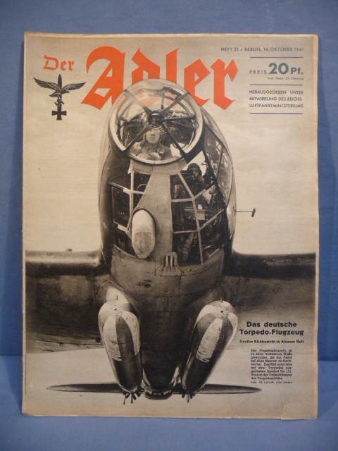 Original WWII German Luftwaffe Magazine Der Adler, October 1941