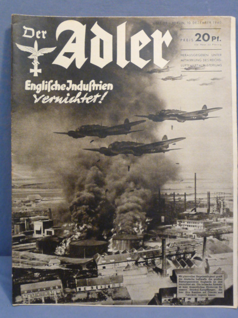 Original WWII German Luftwaffe Magazine Der Adler, December 1940