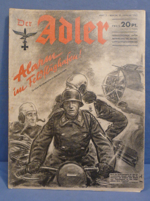 Original WWII German Luftwaffe Magazine Der Adler, January 1941