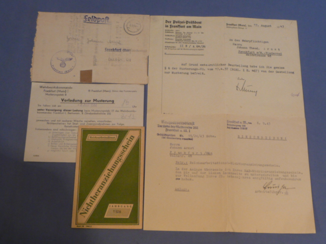 Original WWII German Set of RAD Related Documents, Nichtheranziehungsschein