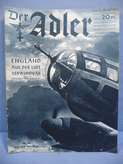 Original WWII German Luftwaffe Magazine Der Adler, December 1939