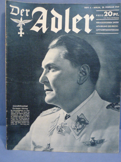 Original WWII German Luftwaffe Magazine Der Adler, February 1940