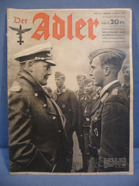 Original WWII German Luftwaffe Magazine Der Adler, March 1941
