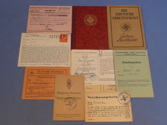 Original WWII German Female Documents Grouping, BDM/NSDAP/DAF Member