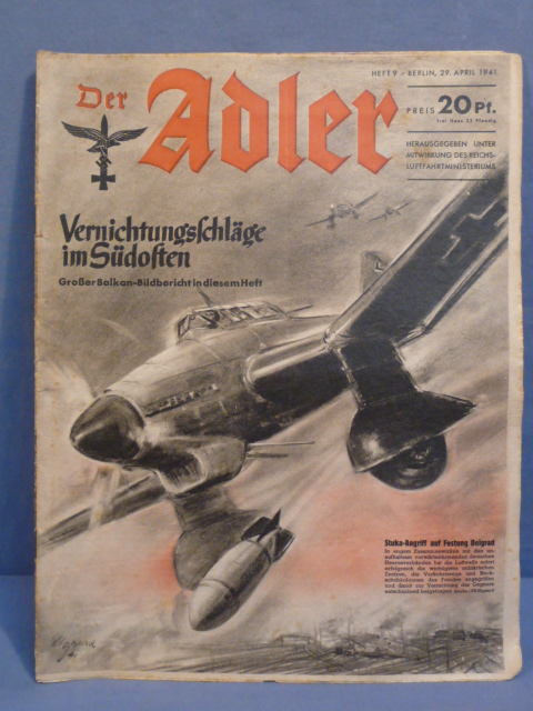 Original WWII German Luftwaffe Magazine Der Adler, April 1941