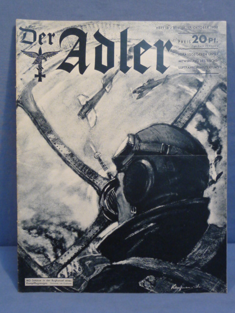 Original WWII German Luftwaffe Magazine Der Adler, October 1939